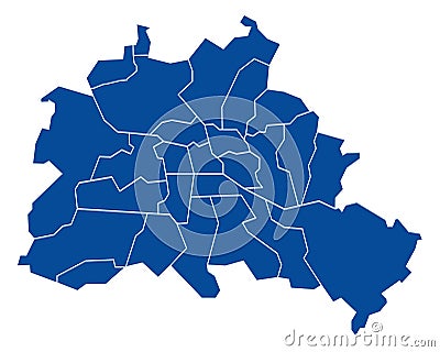 Outline blue map of Berlin Stock Photo